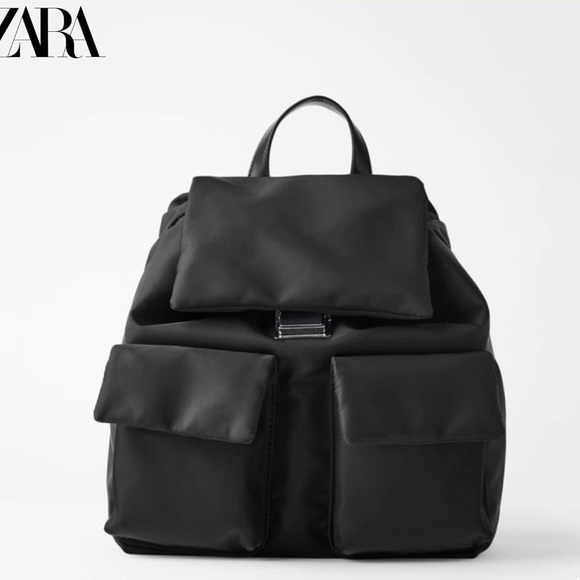 ZARA quilted mini Black Nylon Backpack excellent condition - Picture 1 of 9